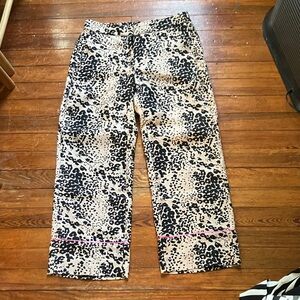 Reimagined by J.Crew Wide Leg Leopard Trousers